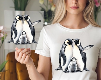 Emperor Penguin Family DTF Transfer: Wildlife Iron-On
