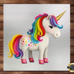Unicorn Transparent Clipart Kids Cartoon DTF Transfer, Magical Design for Children's Apparel & Accessories, Perfect for Customizing Gear