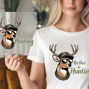Funny Hunting DTF Transfer, Cool Deer Hunter Art, Camo Antler Print, Ready to Press, DIY Iron-On, Outdoor Gift Idea, Rustic Style