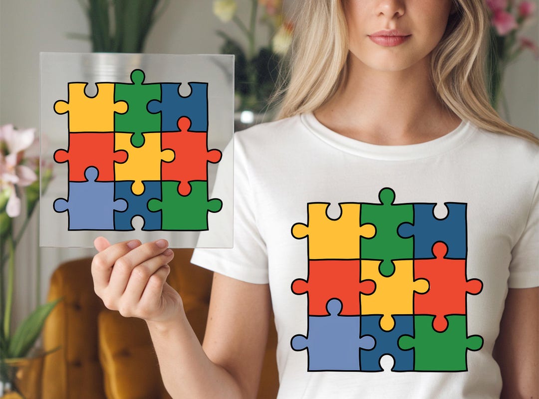 Colorful Puzzle DTF Transfer, Autism Awareness Print, Ready to Press ...