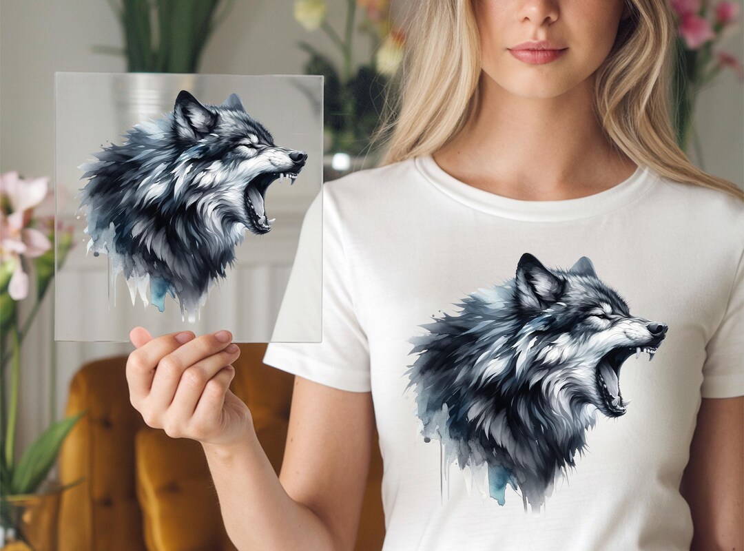 Fierce Wolf DTF Transfer, Stunning Roaring Design, DIY Ready to Press ...