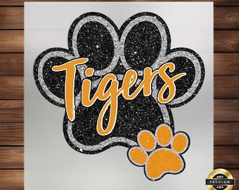 Team Tigers DTF Transfer, Paw Design, Cute Football Mom, Easy Application, Perfect for Apparel, Ready Press, Iron on Decal, DIY Craft Supply