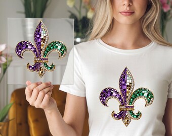 Mardi Gras Fleur De Lis DTF Transfer Personalized Apparel