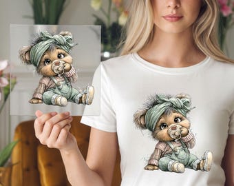 Baby Bear Pacifier DTF Transfer: Soft Baby Animal Artwork
