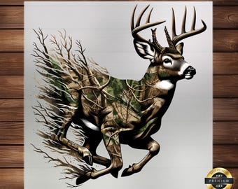 Patriotic Military Style Deer Hunting DTF Transfer: Outdoor Enthusiast Design