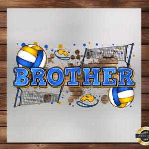 Volleyball Brother DTF Transfer: Sporty Iron-On Design