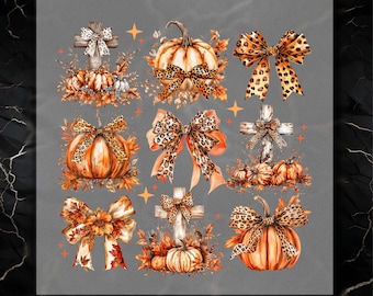 Pumpkin Bow DTF Transfer, Leopard Fall Coquette Autumn Ready To Press
