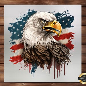 Distressed American Flag Eagle DTF Transfer: Patriotic Iron-On