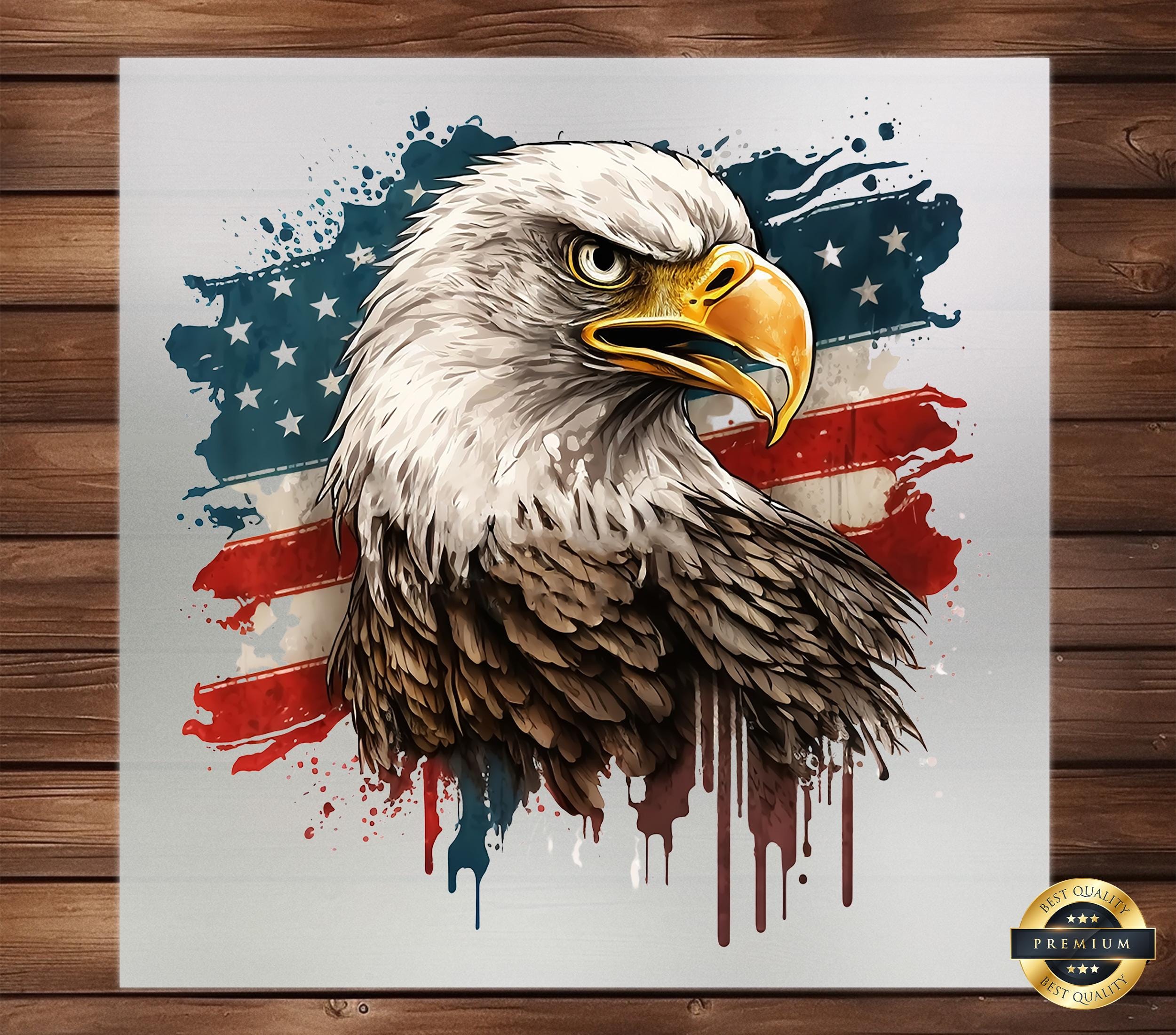 Distressed American Flag Eagle DTF Transfer, Bold Patriotic Iron-On Design for Custom Apparel, Perfect for Celebrating USA Pride