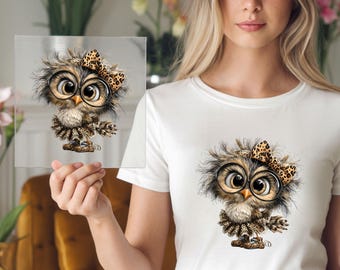 Owl With Glasses DTF Transfer: Boutique Owl Animal Character Artwork