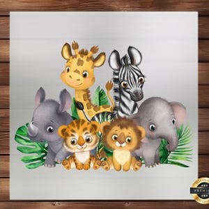 Safari Animals Wild One DTF Transfer, Baby Animals Design, Easy Iron on Decal, Ready to Press, Perfect for Custom Apparel, DIY Craft Supply