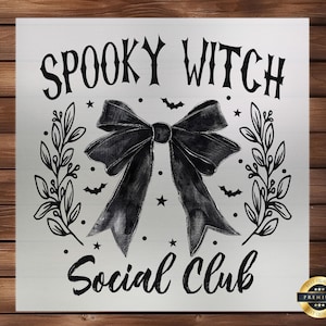 Spooky Witch Social Club DTF Transfer, Cartoon Design, Easy Application, Halloween Apparel, Ready to Press, Iron on Decal, DIY Craft Supply