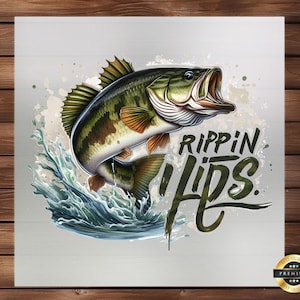 Bass Fishing & Hunting DTF Transfer, Outdoor Adventure Design, Perfect for Custom Apparel Celebrating the Great Outdoors, Ready to Press