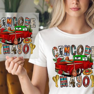 Fiesta Truck DTF Transfer, Cinco de Mayo Party Print, Vintage Mexican Car Design, Ready Press, Fun Festival Shirt, Colorful Holiday Apparel