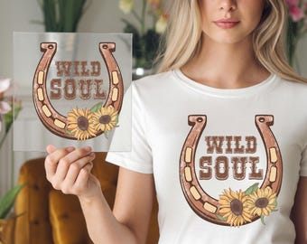 Rustic Horseshoe Wild Soul Sunflower DTF Transfer