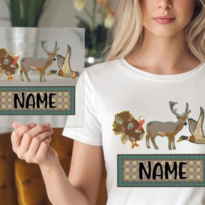 Hunting Turkey DTF Transfer, Deer and Duck Personalized Design, Ready to Press, DIY Custom Hunting Apparel for Outdoor Enthusiasts