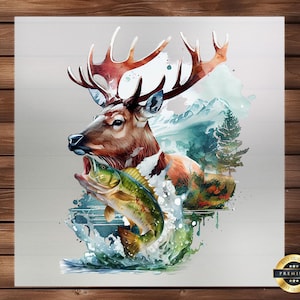 Fishing and Hunting DTF Transfer, Deer Hunting Theme, Perfect for Outdoor Enthusiasts, Ready-to-Press Graphic for Custom Adventure Apparel