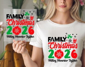 Custom Christmas 2026 Family Shirt DTF Transfer: Holiday Iron-On Decal