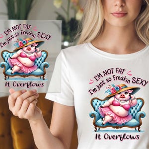Pig DTF Transfer, Confident Cute Pig in Hat and Skirt, Sassy Body Positivity Design, Ready to Press Fun and Fierce Shirt Art