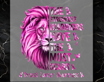 Pink Lion Breast Cancer Awareness DTF Transfer: Apparel & Crafts