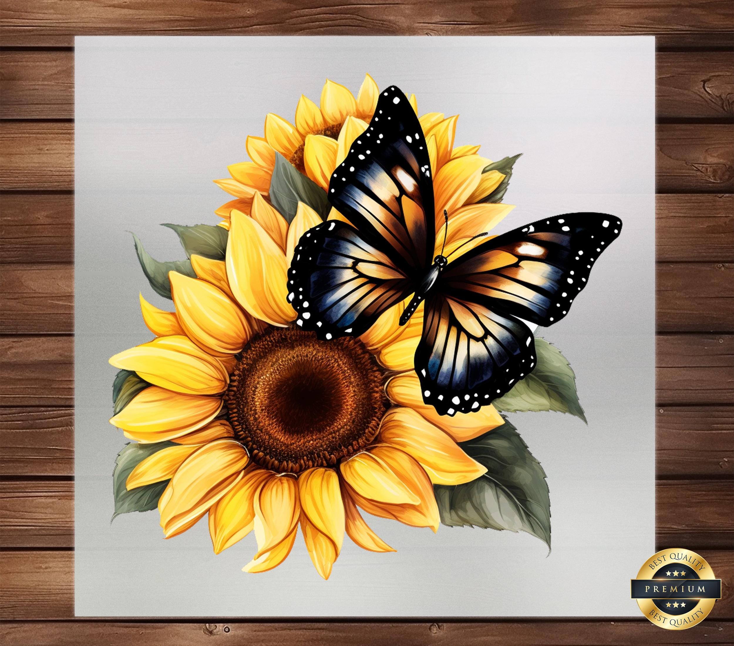 Butterfly Sunflower DTF Transfer, 6 Different Pattern Options, Iron on Decal, Ready to Press, DIY, Custom Apparel, Nature-Inspired Design