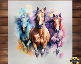 3 Horses Western DTF Transfer: Vintage Equestrian Art, Easy Press