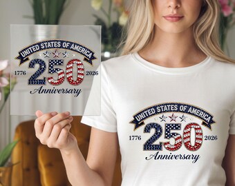 USA 250th Anniversary DTF Transfer: Patriotic Sestercentennial Design
