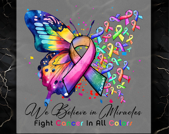 Cancer Awareness Butterfly Ribbon DTF Transfer: Iron-On Decal