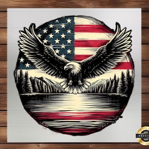 USA Flag Eagle DTF Transfer: Patriotic Apparel Design