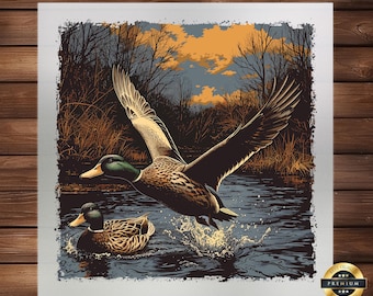 Duck Hunting DTF Transfer: Ready-to-Press Apparel Graphic