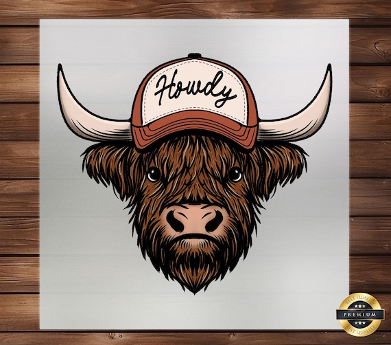 Howdy Cow DTF Transfer: Western Apparel Iron-on Decal
