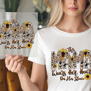 Sunflower Leopard Mom Print DTF Transfer: Boho Western Art