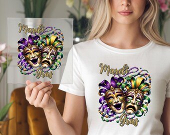 Mardi Gras Carnival Masks DTF Transfer: DIY Shirt Art