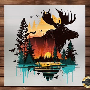 Sunset Moose DTF Transfer: Wilderness Design, Easy Application