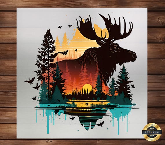 Sunset Moose DTF Transfer: Wilderness Design, Easy Application