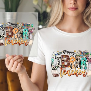 Librarian Teacher DTF Transfer: Fun Book Print, DIY Shirt