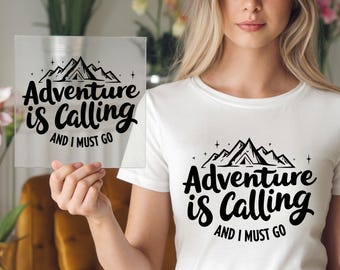 Camping Quote DTF Transfer: Adventure Awaits, Ready to Press