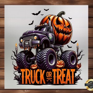 Pumpkin Truck or Treat DTF Transfer: Halloween Monster Design