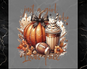 Pumpkin Football DTF Transfer, Fall Girl Autumn Season Ready To Press