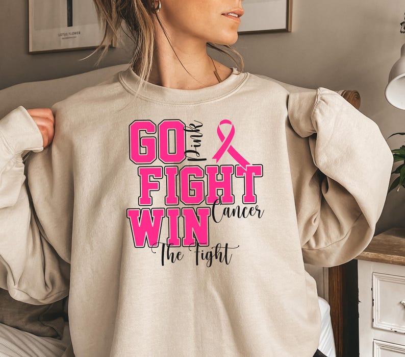 Pink Fight Letters Pink Go Fight WIN Breast Cancer DTF Transfer: Ready to Press Decal - Etsy
