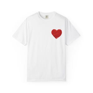 Love and Bravery Kanji T-Shirt, Japanese Calligraphy Shirt with Red Heart, Unisex Garment-Dyed Tee for Streetwear Lovers
