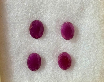 NO heated 100% Natural Ruby , natural Ruby Oval 4 piece Loose stone 8x6x3.5 MM size 6.45 Carats Ruby Certified gem stone for jewelry