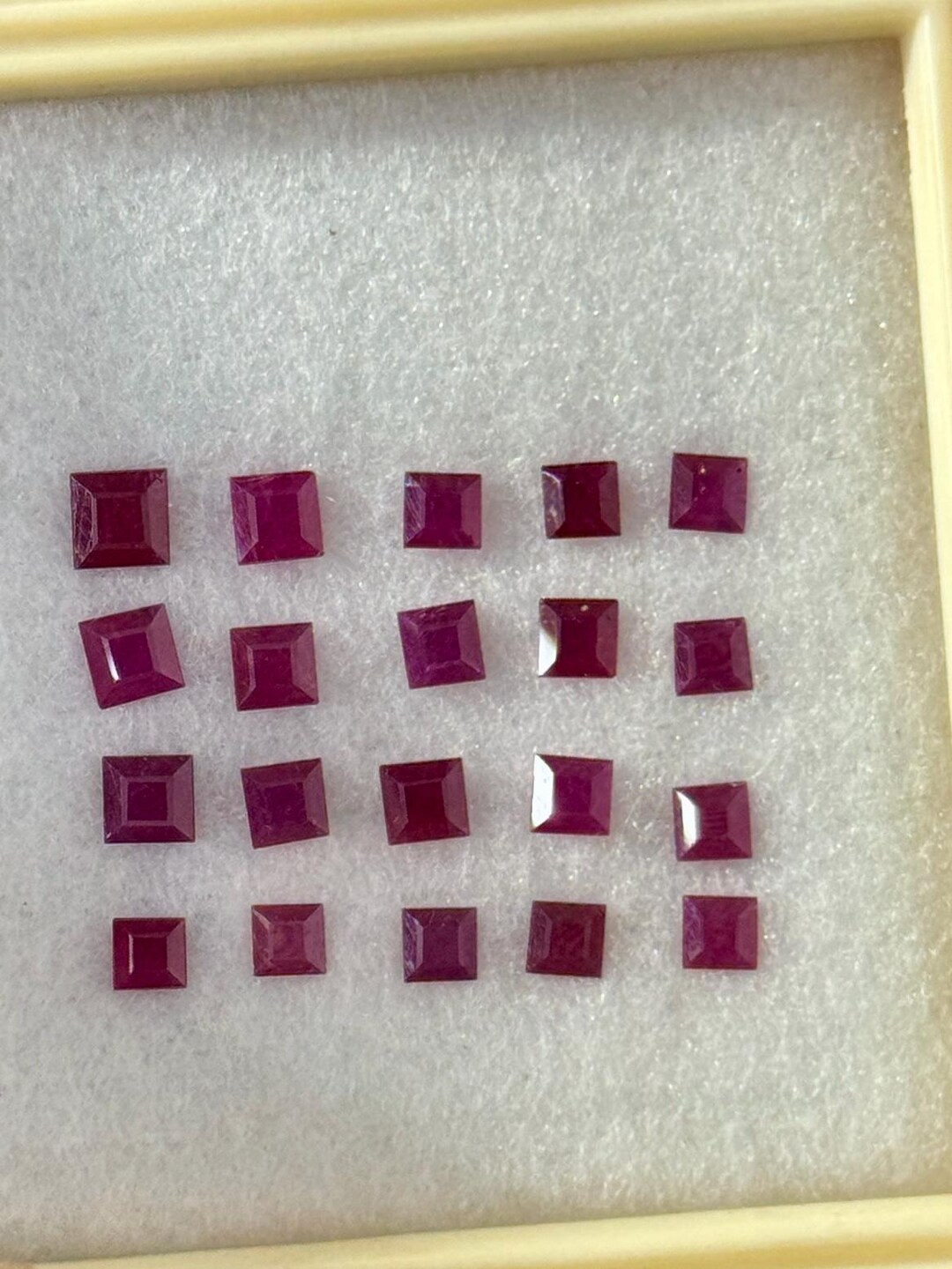 Natural Ruby 20 Piece Loose Stone 3x3&4x4mm 4.70 Carats Square Shape ...