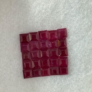 Natural Ruby 25 piece Loose stone 3.5x3.5x2.2MM 5.85 Carats Square shape lot Ruby Certified gem stone for jewelry Making Red Ruby good color