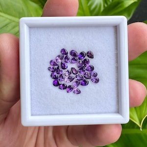 Natural Amethyst Pear Shape lot Faceted AAA Quality - loose amethyst from Brazil good color 5.55 Carats 5x4MM stone Purple 21 pieces
