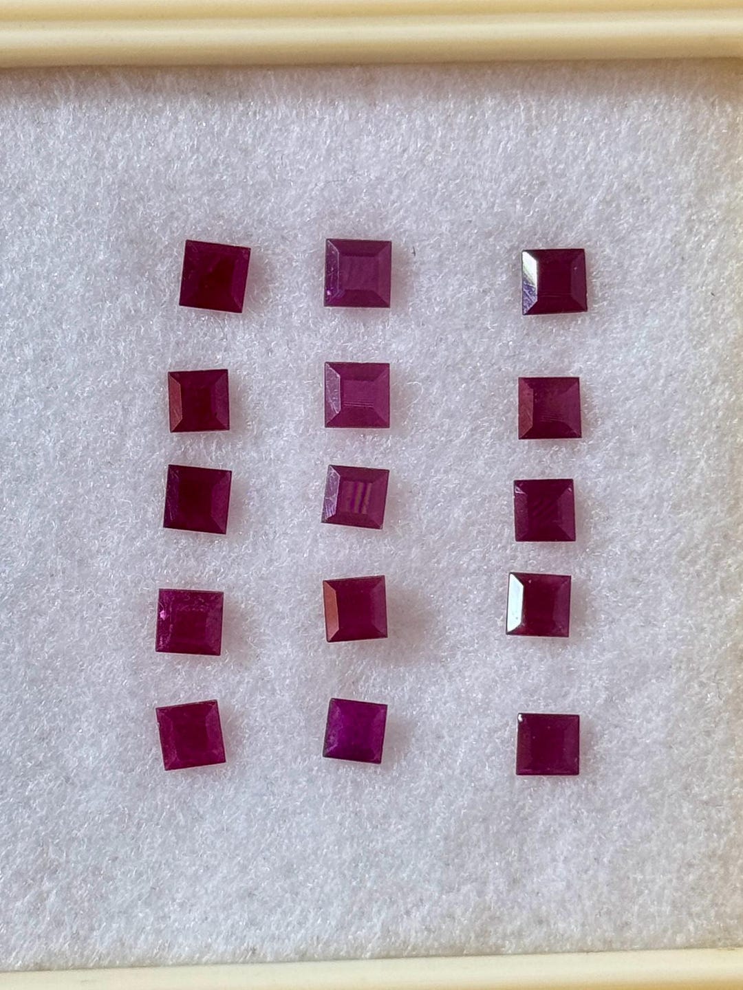 Natural Ruby 15 Piece Loose Stone 3.5x3.5x2mm 3.80 Carats Square Shape ...