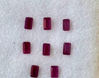 Rubino naturale 8 pezzi Pietra sciolta 5x3x2MM 2,80 carati Taglio smeraldo forma lotto Rubino Pietra preziosa certificata per la creazione di gioielli Rubino rosso di buon colore