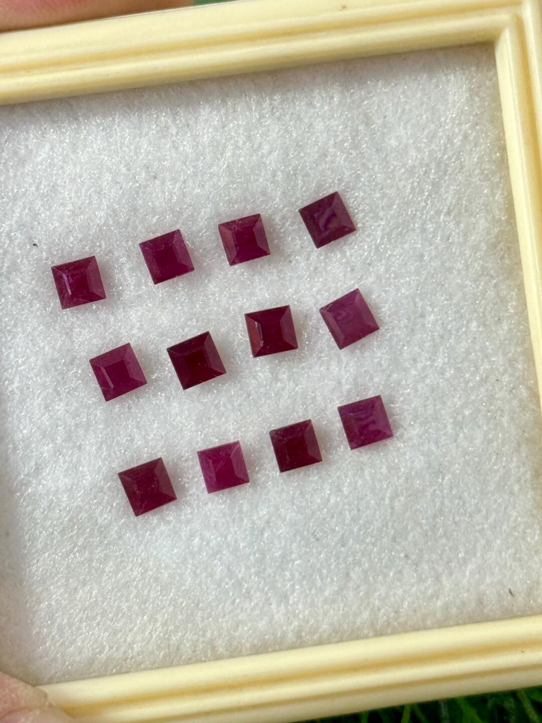 Natural Ruby 12 Piece Loose Stone 4x4x2.5mm 4.25 Carats Square Shape ...