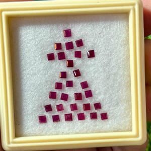Natural Ruby 29 piece Loose stone 3x3x2MM 4.25 Carats Square shape lot Ruby Certified gem stone for jewelry Making Red Ruby good color