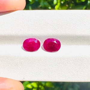 Natural Ruby Oval Faceted 2 piece Loose stone 8x6.50MM size good color Ruby 3.55 Carats Ruby lot Certified gem stone good for jewelry